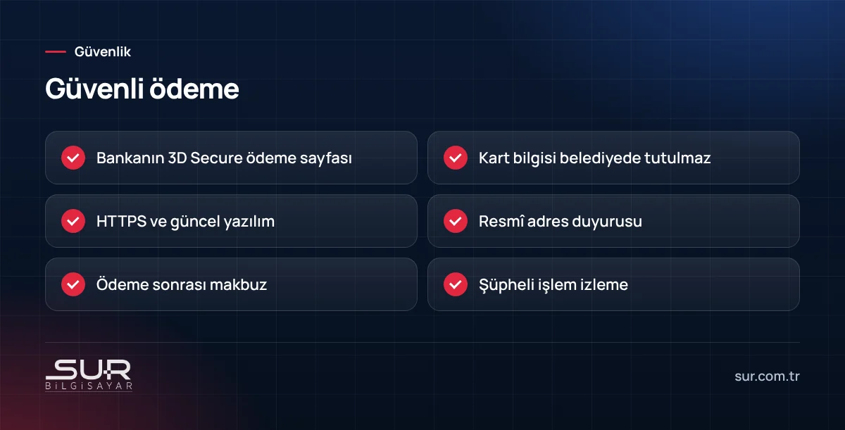 Belediye online ödeme güvenliği kontrol listesi