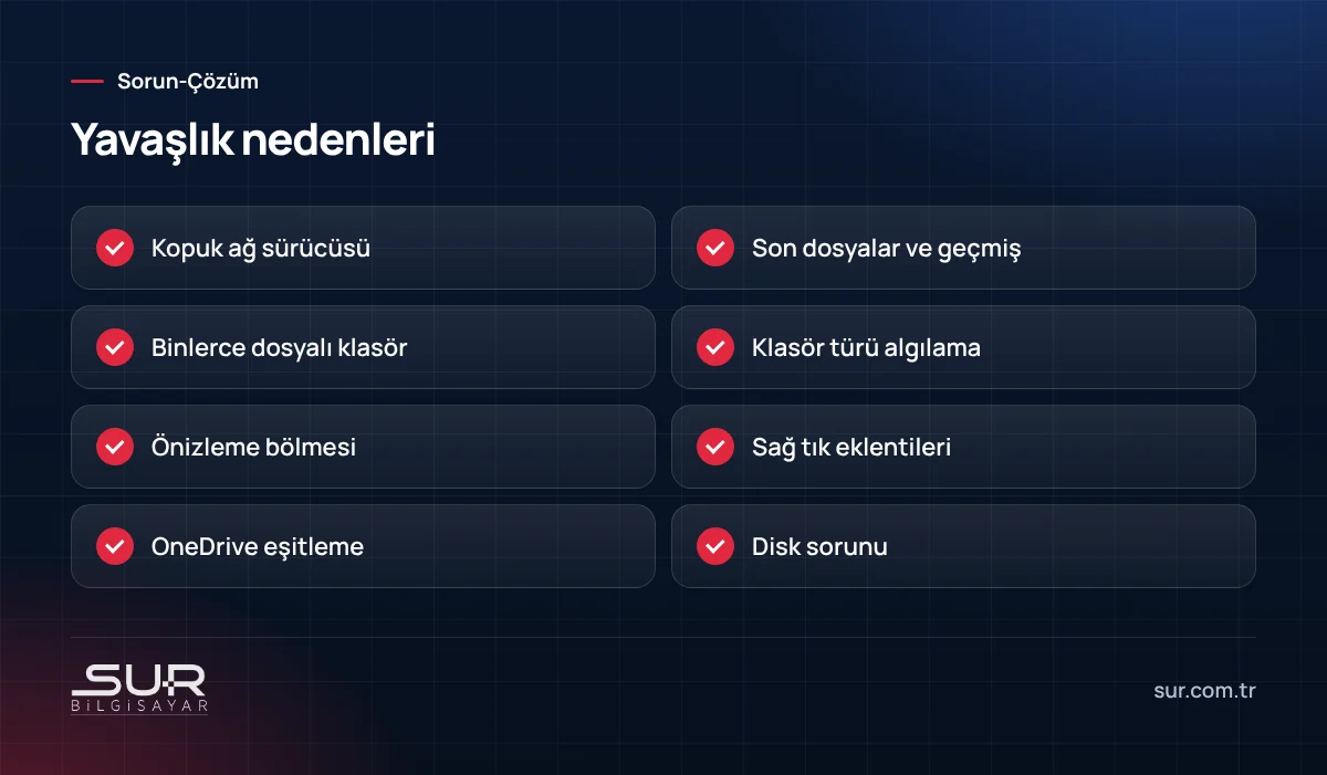 Dosya Gezgini yavaşlık nedenleri
