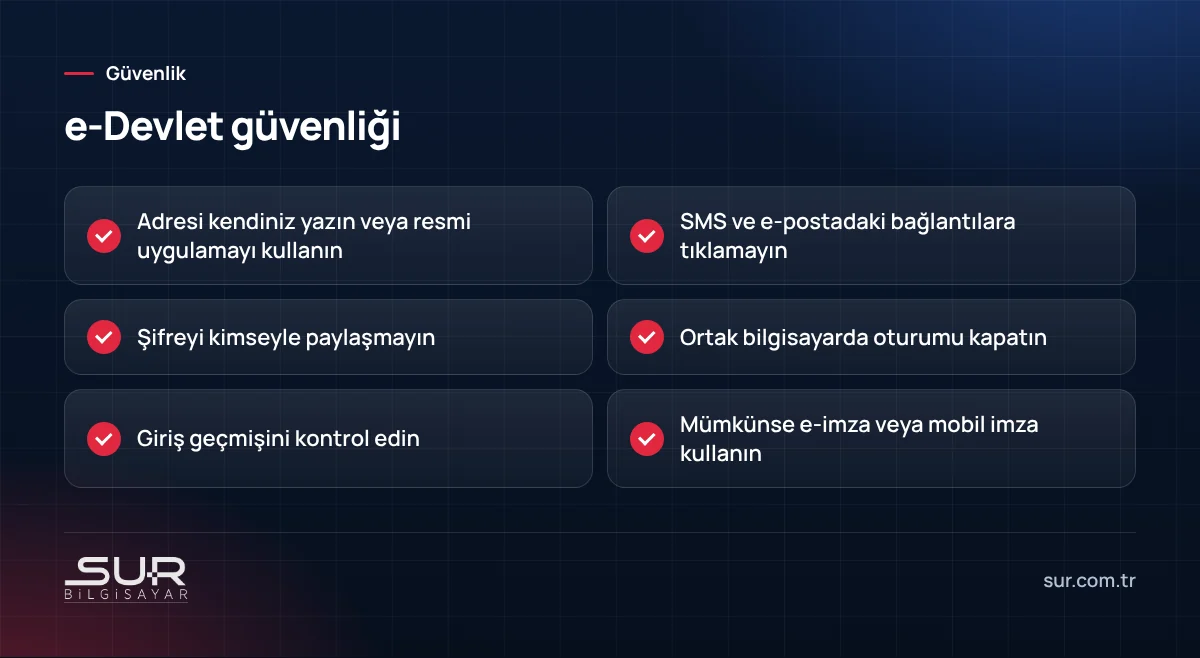 e-Devlet'e güvenli giriş için kontrol listesi