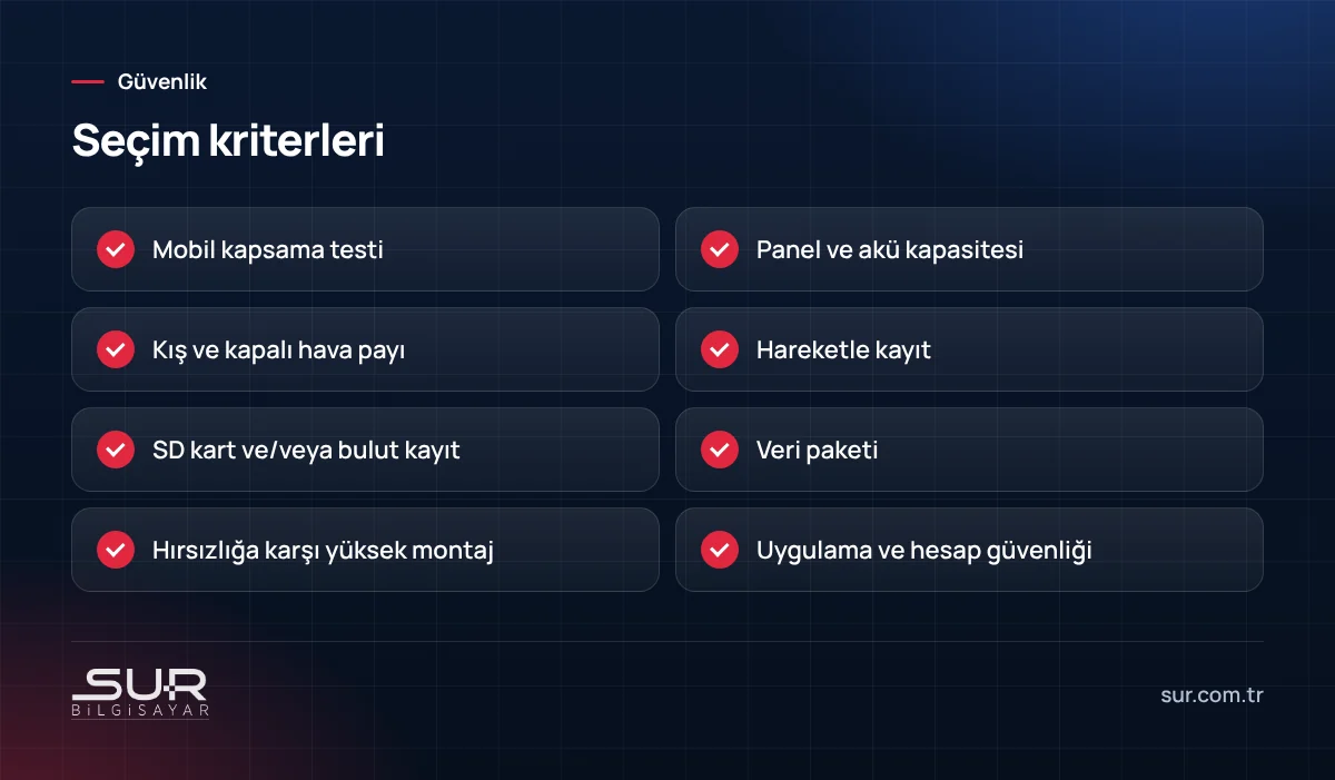 Elektrik olmayan yerde kamera seçim kriterleri