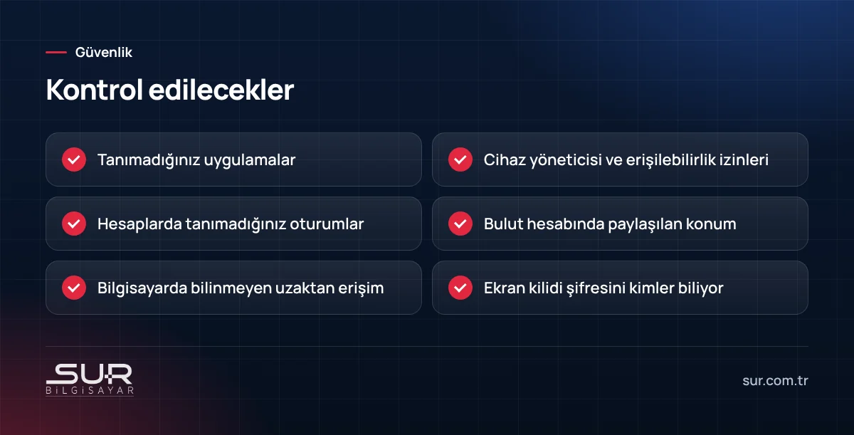 Telefonda ve bilgisayarda casus yazılım şüphesinde kontrol edilecekler