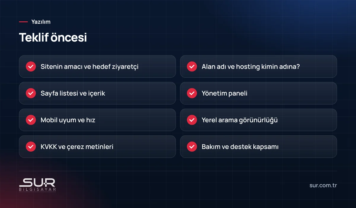Tokat'ta web sitesi yaptırmadan önce kontrol listesi