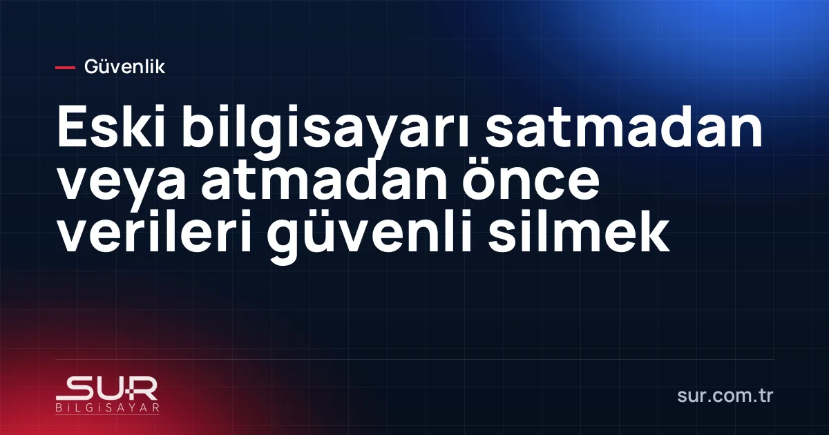Eski laptop ve yanında sökülmüş disk ile veri silme işlemi