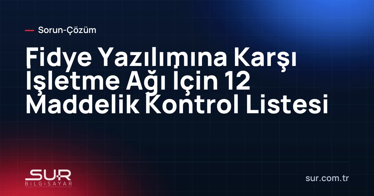 Ofis bilgisayarı ekranında fidye yazılımı uyarısı ve yanında kilitli sunucu ile çevrimdışı yedek diski temsil eden illüstrasyon