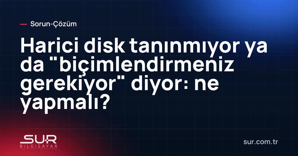 Masada USB kabloyla laptopa bağlı harici disk ve açılmayan sürücü uyarısı