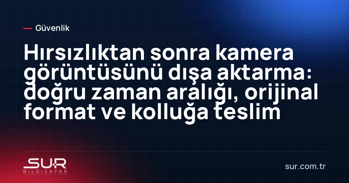 Kamera kayıt cihazına takılı USB bellek ve ekranda video dışa aktarma menüsü