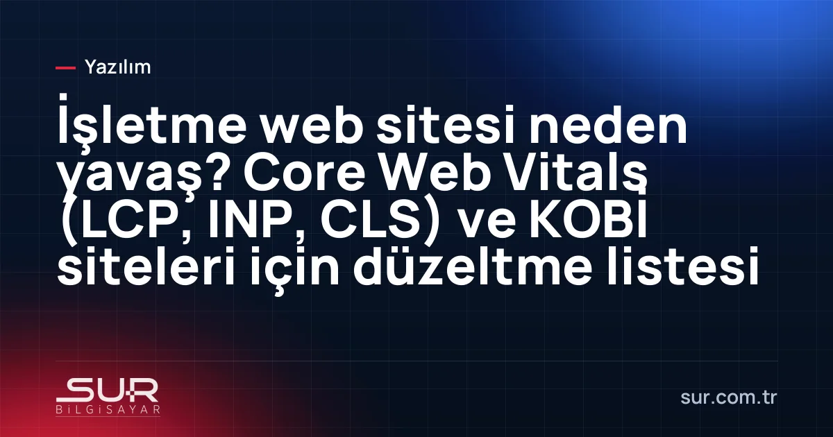 Laptopta web sitesi hız testi sonuçları ve LCP, INP, CLS göstergeleri