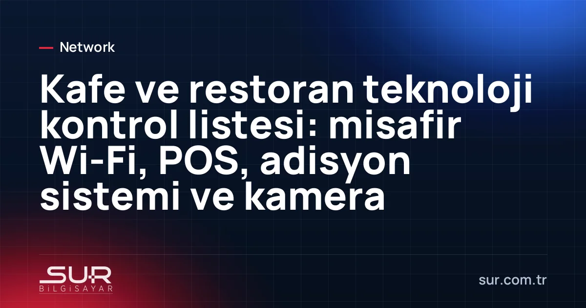 Kafe kasasında adisyon ekranı, yazarkasa POS ve tavanda kablosuz erişim noktası