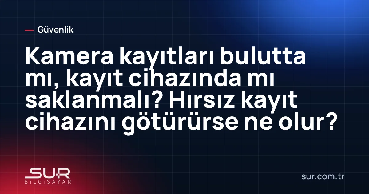 Gizli dolaba yerleştirilmiş kayıt cihazı ve bulut simgesiyle yedeklenen kamera kayıtları