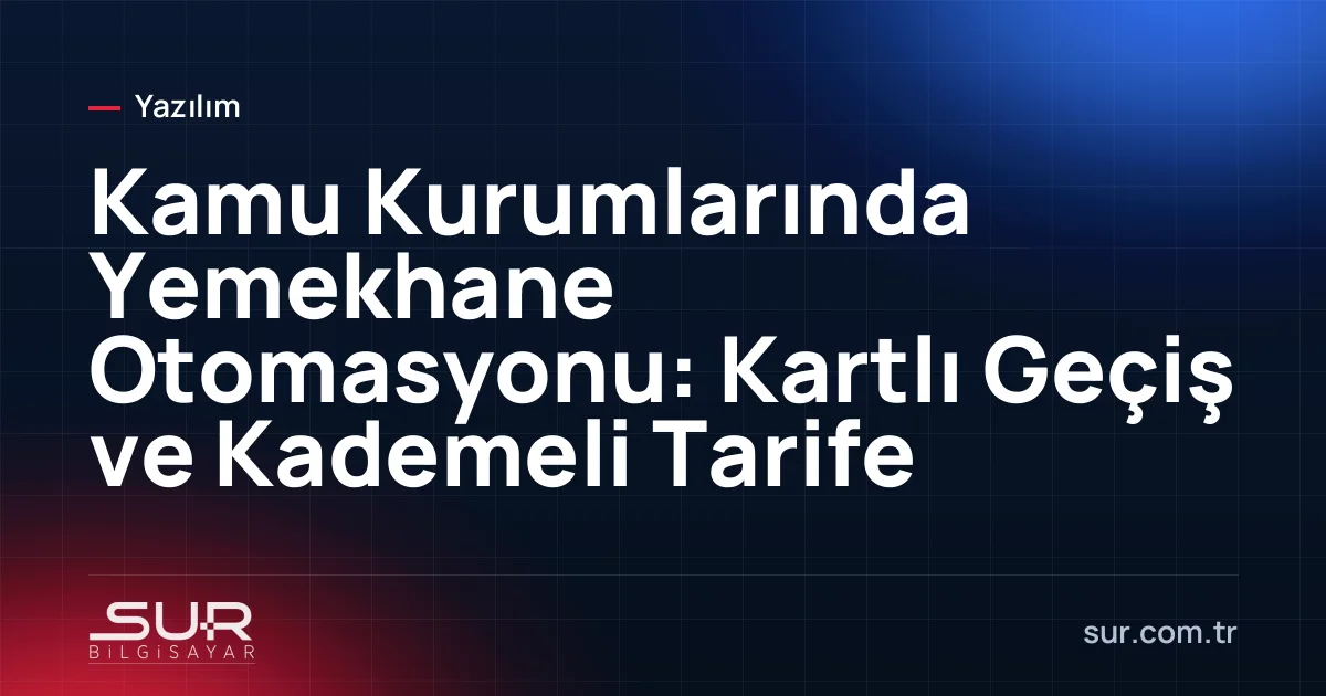 Kamu kurumu yemekhanesinin girişinde personelin kimlik kartını kart okuyucuya okuttuğu turnike