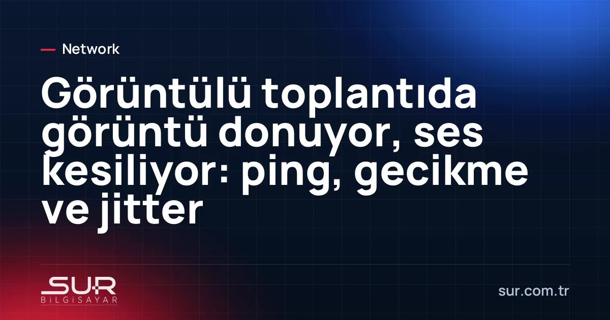 Laptopta donmuş görüntülü toplantı ekranı ve ağ bağlantı uyarısı