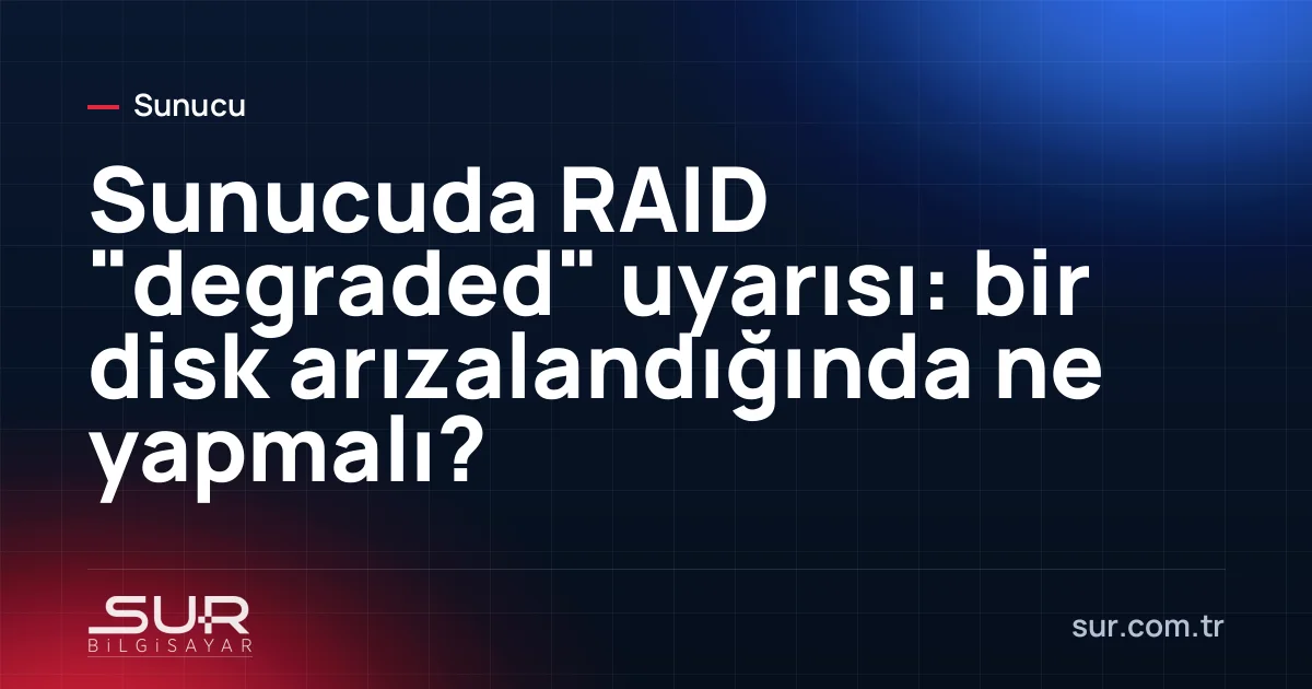 Sunucu ön panelinde arıza ışığı yanan disk yuvası