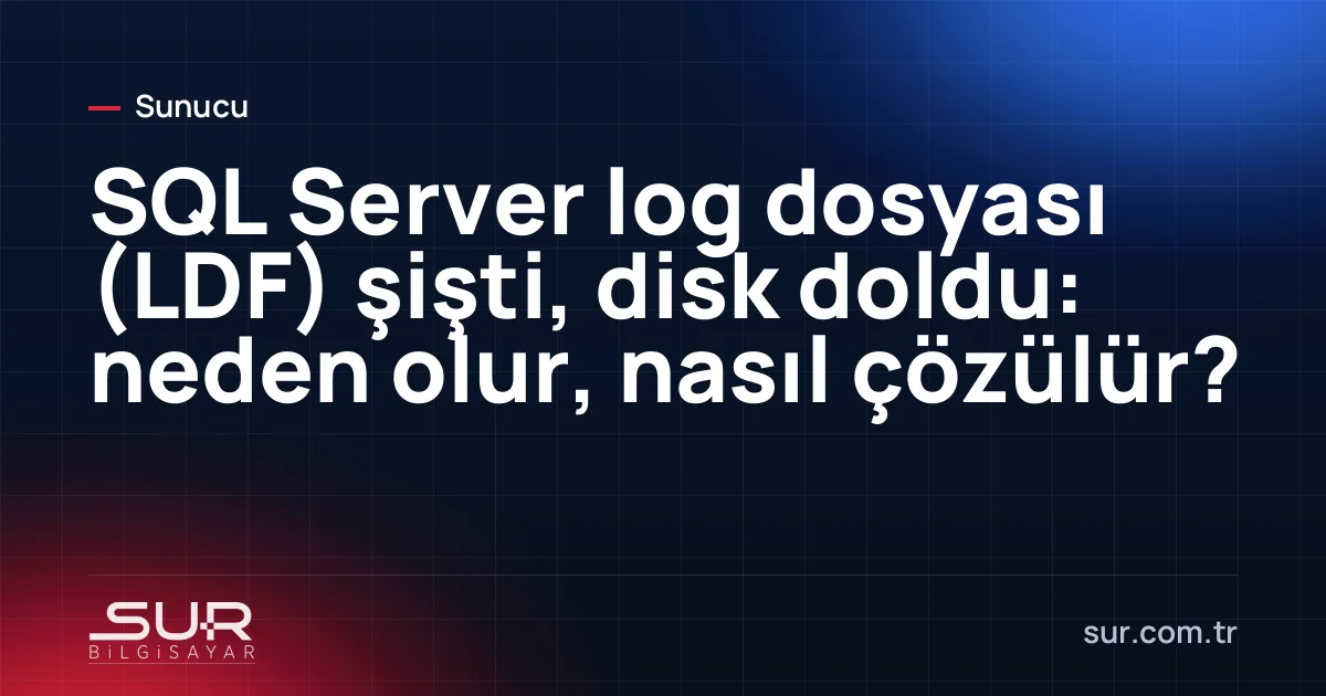 Sunucu diskinde çok büyük boyutlu SQL Server log dosyası
