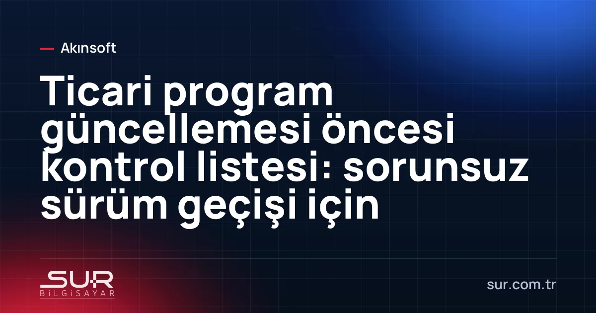 Ticari programın sürüm güncelleme ekranı