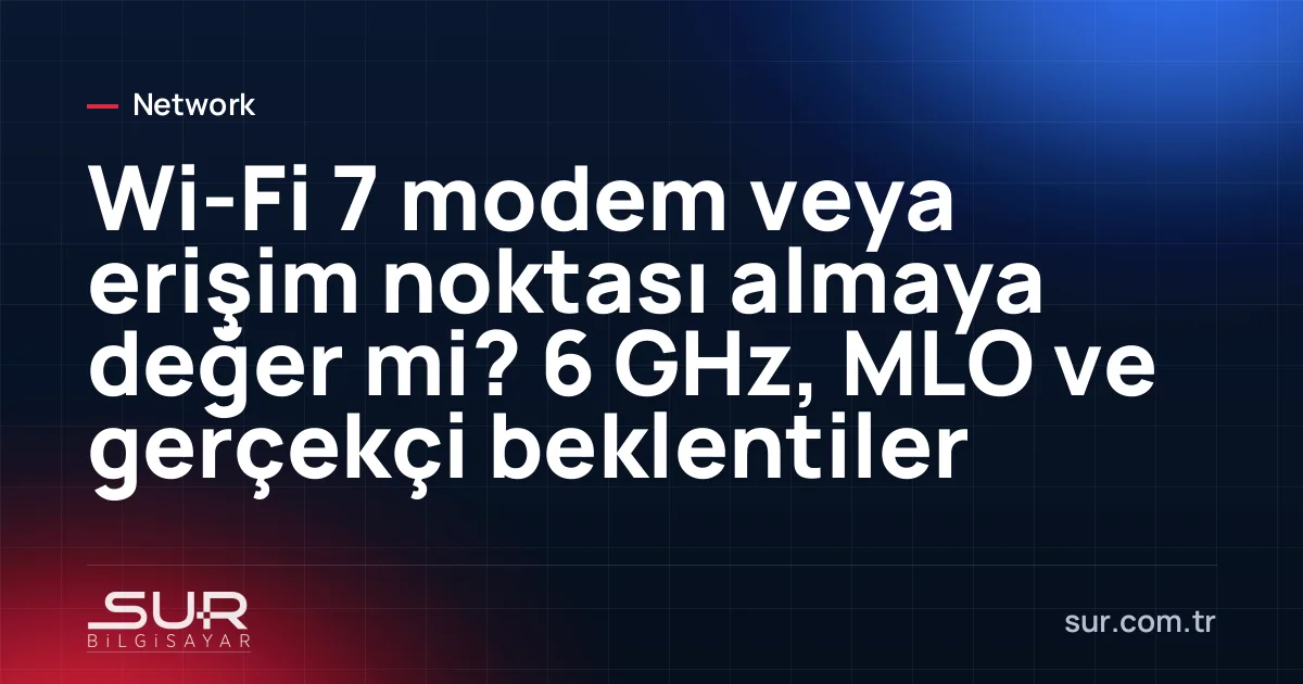 Masada Wi-Fi 7 erişim noktası ve yanında laptop ile telefon hız testi