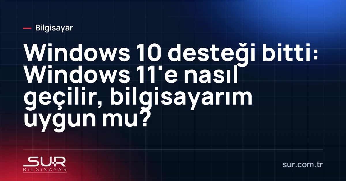 Windows 11 yükseltme ekranı açık bir bilgisayar ve yanında TPM 2.0 ile Secure Boot kontrol listesi