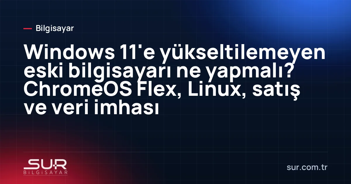 Eski bir laptopta ChromeOS Flex kurulum ekranı ve yanında USB bellek