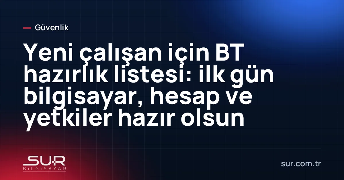 Yeni çalışan için hazırlanmış bilgisayar ve hesap bilgileri zarfı
